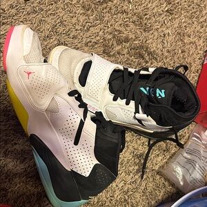 Jordan White and Black High-Top Sneakers